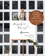 Wedding Direction Sign Template | Direction Arrow Sign | Minimalist Wedding Direction Sign | Modern Wedding Arrow Sign | This Way Sign | M9