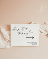 Minimalist Wedding Direction Sign | Wedding This Way Sign | Wedding Direction Sign Template | Modern Wedding Arrow Sign | This Way Sign | M9