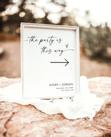 Minimalist Wedding Direction Sign | Wedding This Way Sign | Wedding Direction Sign Template | Modern Wedding Arrow Sign | This Way Sign | M9