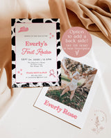 First Rodeo Birthday Invitation Template | Cowgirl Birthday Invite | Wild West Birthday | Girl Birthday Invite | Southwest Country Invite D2
