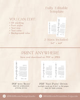 Wedding Menu Thank You | Modern Thank You Letter | Wedding Napkin Note | Editable Template | Minimalist Place Setting Thank You | M9