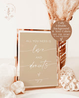 Love and Donuts Sign Template | Minimalist Bridal Brunch Donut Bar Sign | Modern Wedding Donut Bar | Boho Bridal Shower | Donut Sign | M9