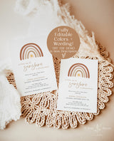 A Little Ray of Sunshine Baby Shower | Rainbow Baby Shower Invitation | Gender Neutral Shower Invite | Bohemian Baby Shower Template | S2