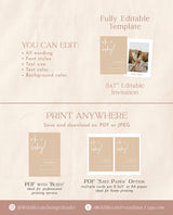 Minimalist Baby Shower Invitation Template | Gender Neutral Baby Shower Invite | Oh Baby | Modern Beige Baby Shower Invite | BM1