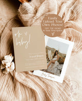 Minimalist Baby Shower Invitation Template | Gender Neutral Baby Shower Invite | Oh Baby | Modern Beige Baby Shower Invite | BM1