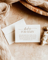 Books for Baby Card | Boho Book Request Insert | Modern Minimalist Baby Shower | Beige Baby Shower | Boho Baby Shower | Editable Template A5