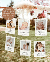 First Birthday Photo Banner | Minimalist Monthly Milestone Photo Cards | Modern Boho First Birthday | Gender Neutral First Birthday | M9