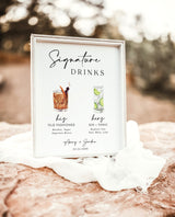 Signature Drinks Sign Template | Signature Cocktail Sign | Minimalist Wedding Bar Menu Sign | His and Hers Bar Sign | Editable Template | M5