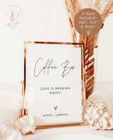 Minimalist Coffee Bar Wedding Sign | Modern Minimalist Coffee Bar Sign | Modern Shower Coffee Bar Template | Love is Brewing Sign | M7