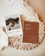 Photo Save the Date Invitation | Modern Terracotta Save the Date | Minimalist Save the Date | Boho Save the Date Card | Editable Template M5