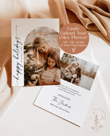 Photo Holiday Card Template | Boho Christmas Card | Minimalist Christmas Card | Happy Holidays | Arch Christmas Card | Editable Template M9