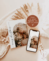 Photo Christmas Card Template | Minimalist Christmas Card | Boho Holiday Card | Merry Christmas | Arch Christmas Card | Editable Template M9