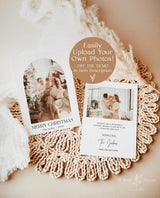 Photo Christmas Card Template | Boho Holiday Card | Minimalist Christmas Card | Arch Christmas Card | Merry Christmas | Editable Template M7