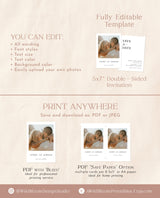 Photo Save the Date Invitation Template | Minimalist Save the Date | Modern Save the Date | Boho Save the Date Cards | Editable Template M5