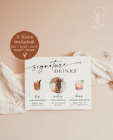 Signature Drinks Sign Template | Signature Cocktail Sign | Minimalist Wedding Bar Menu Sign | His and Hers Bar Sign | Pet Signature Drink M9