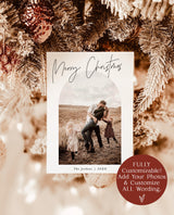 Photo Happy Holidays Card Template | Arch Christmas Card | Boho Holiday Card | Minimalist Christmas Card | Joyful Editable Template | M7