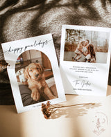 Pet Holiday Christmas Card Template | Arch Photo Minimalist Christmas Card