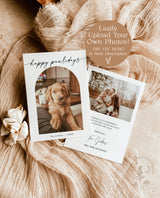 Pet Holiday Christmas Card Template | Arch Photo Minimalist Christmas Card