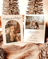 Pet Holiday Christmas Card Template | Arch Photo Minimalist Christmas Card