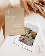 Minimalist Baby Shower Invitation Template | Gender Neutral Baby Shower Invite | Oh Baby | Modern Beige Baby Shower Invite | BM1