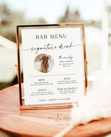Pet Signature Cocktail Sign | Dog Signature Drink Sign | Minimalist Wedding Bar Menu | Dog Signature Cocktail Sign | Editable Template | M9