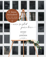 We're So Glad You're Here | Minimalist Wedding Welcome Sign | Modern Wedding Welcome Sign | Wedding Welcome Poster | Editable Template | M9
