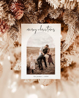 Photo Merry Christmas Card Template | Arch Christmas Card | Boho Holiday Card | Minimalist Christmas Card | Joyful Editable Template | M4