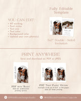 Minimalist Save the Date Template | Photo Save the Date Invite | Wedding Save the Date | Boho Save the Date Cards | Editable Template | M9