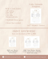 Baby Shower Games | Gender Neutral Shower Bundle | Boho Minimalist Baby Shower | Terracotta Rust Baby Shower Games | Editable Template | M9