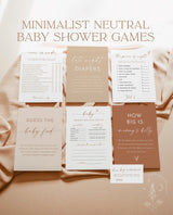 Baby Shower Games | Gender Neutral Shower Bundle | Boho Minimalist Baby Shower | Terracotta Rust Baby Shower Games | Editable Template | M9