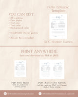 Baby Shower Games | Boy Baby Shower Game Bundle | Boho Minimalist Baby Shower | Blue Baby Shower Games | Editable Template | M9