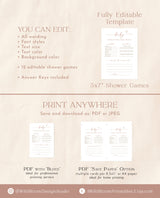 Boho Baby Shower Games | Dusty Blush Shower Bundle | Minimalist Pink Baby Shower | Modern Girl Baby Shower Games | Editable Template | M9