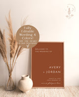 Minimalist Wedding Welcome Sign | We're So Glad You're Here | Modern Wedding Welcome Sign | Wedding Welcome Poster | Editable Template | M9