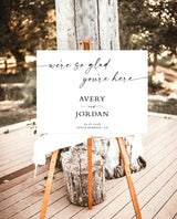 We're So Glad You're Here | Minimalist Wedding Welcome Sign | Modern Wedding Welcome Sign | Wedding Welcome Poster | Editable Template | M9