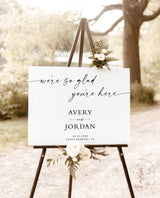 We're So Glad You're Here | Minimalist Wedding Welcome Sign | Modern Wedding Welcome Sign | Wedding Welcome Poster | Editable Template | M9
