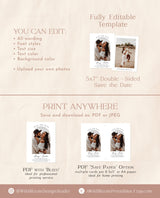 Minimalist Save the Date Template | Photo Save the Date Invite | Modern Save the Date | Boho Save the Date Cards | Editable Template | M9