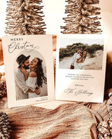 Photo Christmas Card Template | Arch Christmas Card | Boho Holiday Card | Minimalist Christmas Card | Merry Christmas | Editable Template M7