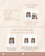 Minimalist Save the Date Template | Photo Save the Date Invite | Modern Save the Dates | Boho Save the Date Cards | Editable Template | M7