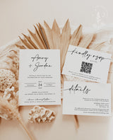 Minimalist Wedding Invitation Template | Modern Wedding Invite | Boho Wedding Invitation | Photo Wedding Invitation | Editable Template M5