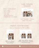 Minimalist Save the Date Template | Photo Save the Date Invite | Modern Save the Date | Boho Save the Date Cards | Editable Template | M9