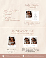 Minimalist Wedding Invitation Template | Editable Minimalist Wedding Invite | Modern Wedding Invite | Photo Wedding Invitation | M9