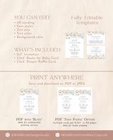 Baby in Bloom Baby Shower Invitation Template | Blue Floral Baby Shower | Boy Baby Shower | Wildflower Baby Shower Invite Bundle | W8