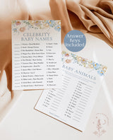 Boho Baby Shower Games | Gender Neutral | Boy Baby Shower Bundle | Modern Floral Baby Shower | Blue Baby Shower Game | Editable Template W8