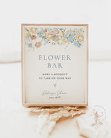 Flower Bar Sign | Modern Floral Bridal Shower Sign | Wildflower Baby Shower Sign | Baby in Bloom Shower Sign | Editable Template | W8
