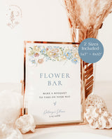 Flower Bar Sign | Modern Floral Bridal Shower Sign | Wildflower Baby Shower Sign | Baby in Bloom Shower Sign | Editable Template | W8