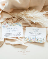 Baby in Bloom Baby Shower Invitation Template | Blue Floral Baby Shower | Boy Baby Shower | Wildflower Baby Shower Invite Bundle | W8