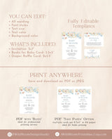 Baby in Bloom Baby Shower Invitation Template | Blue Floral Baby Shower | Boy Baby Shower | Wildflower Baby Shower Invite Bundle | W8