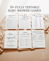 Baby Shower Game Bundle | Minimalist Baby Shower | Gender Neutral Baby Shower | Modern Baby Shower Games | Editable Template | M9