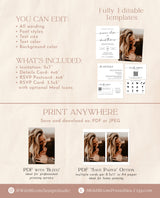 Minimalist Wedding Invitation Template | Modern Wedding Invite | Boho Wedding Invitation | Photo Wedding Invitation | Editable Template M9