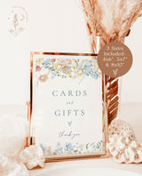 Floral Cards and Gifts Sign | Baby Shower Gift Sign | Modern Floral Wedding Gifts Sign | Bridal Shower Gift Sign | Editable Template | W8